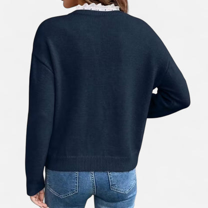 Premium Women's V-Neck Sweater with Lace Trim - Stylish, Smart, and Essential Knitwear for Every Occasion | Premium Comfort Home & Lifestyle Product UK