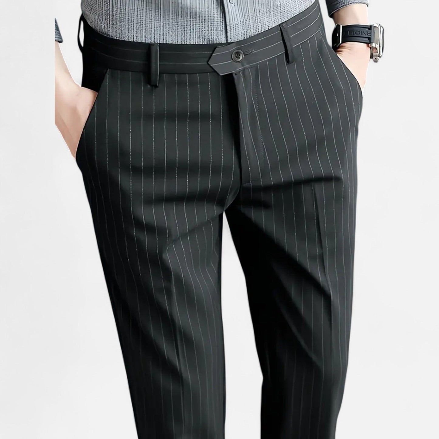 Premium Men's Slim Fit Striped Trousers – Smart Business Wear for Professional Style and Elegance | Premium Comfort Home & Lifestyle Product UK