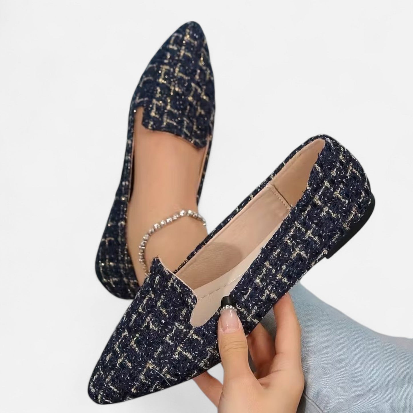 Premium Women's Plaid Pointed Toe Flats – Stylish Autumn Elegance for Smart Casual and Professional Looks | Premium Comfort Home & Lifestyle Product UK
