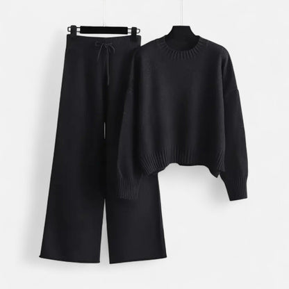 Premium Women's Knit Sweater & Wide-Leg Trousers Set – Smart Casual Outfit for Effortless Elegance and Comfort | Premium Comfort Home & Lifestyle Product UK
