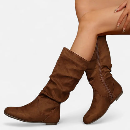 Premium Women's Mid-Calf Pleated Ankle Boots - Stylish, Comfortable, and Versatile Footwear for Every Occasion | Premium Comfort Home & Lifestyle Product UK