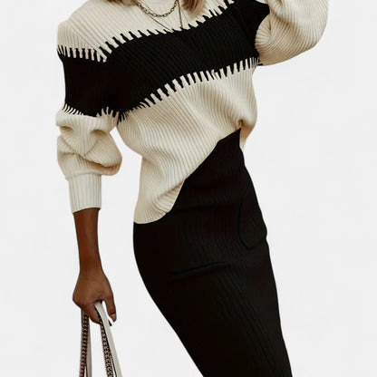 Premium Women's Knit Set – Smart High-Neck Pullover & Stylish Midi Skirt for Effortless Everyday Elegance | Premium Comfort Home & Lifestyle Product UK