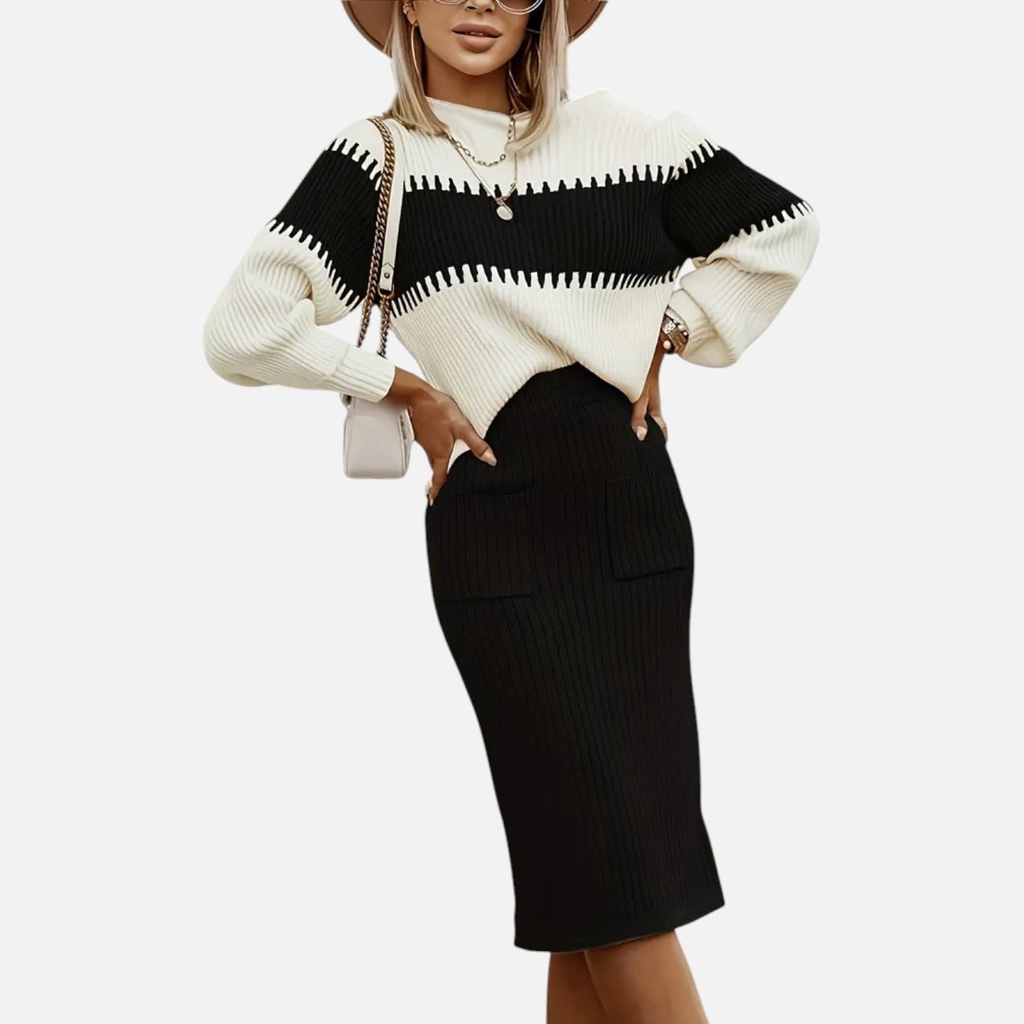 Premium Women's Knit Set – Smart High-Neck Pullover & Stylish Midi Skirt for Effortless Everyday Elegance | Premium Comfort Home & Lifestyle Product UK