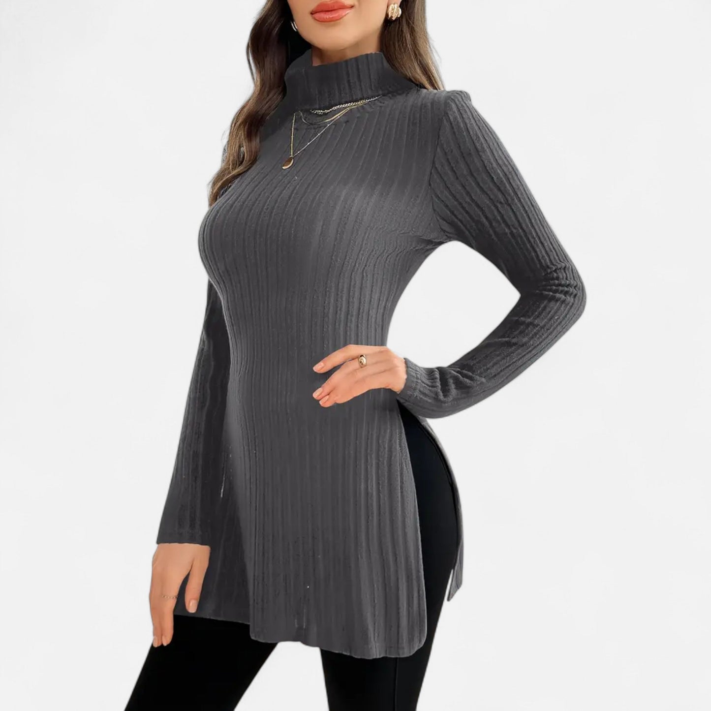 Premium Women's Ribbed High Neck Sweater – Elegant & Stylish Knitwear for Smart Casual Outfits | Premium Comfort Home & Lifestyle Product UK