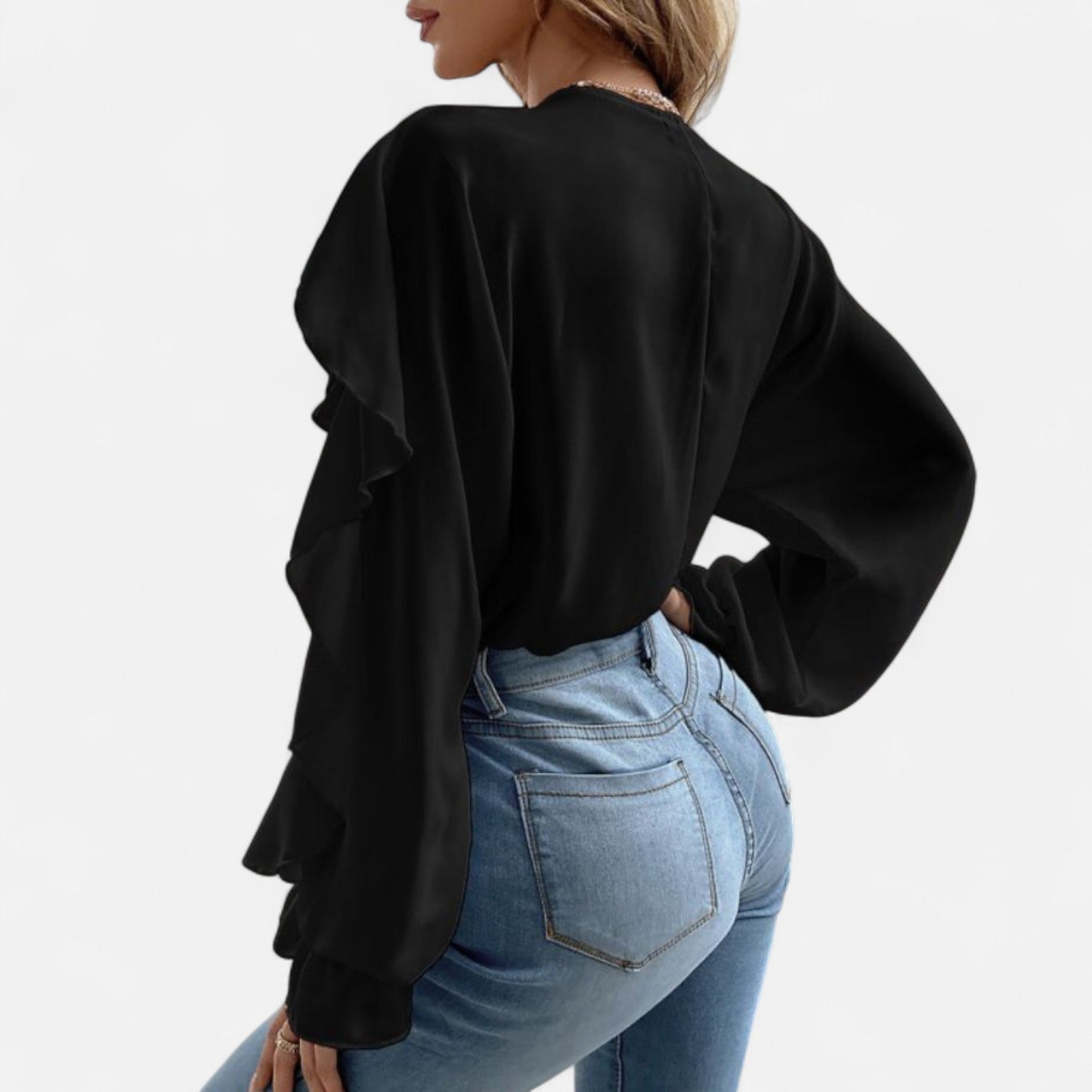 Premium Women's V-Neck Ruffle Top – Elegant Flounce Blouse for Smart Casual and Professional Wear | Premium Comfort Home & Lifestyle Product UK