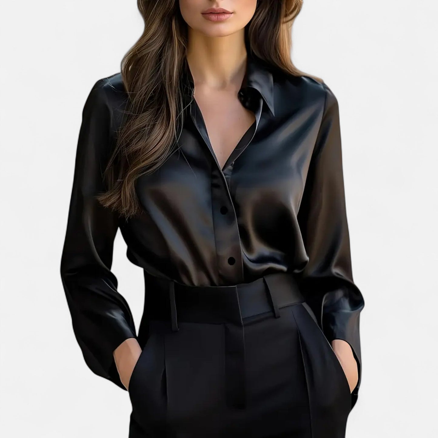 Premium Women's Satin Long Sleeve Blouse – Elegant Smart Top for Professional and Casual Wear | Premium Comfort Home & Lifestyle Product UK