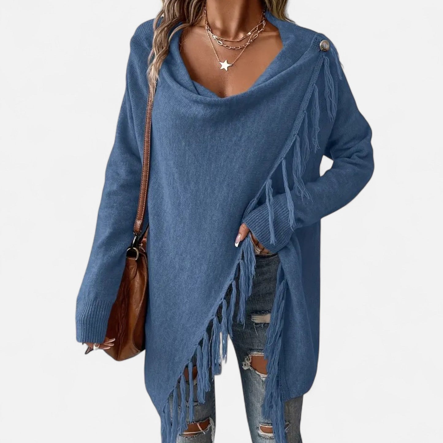 Premium Women's Fringe Tassel Shawl with Draped Neckline - Stylish, Versatile Wrap for Any Occasion | Premium Comfort Home & Lifestyle Product UK