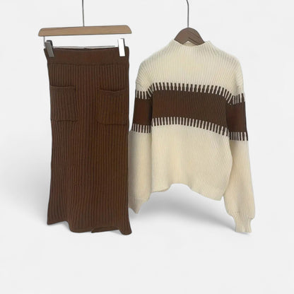 Premium Women's Knit Set – Smart High-Neck Pullover & Stylish Midi Skirt for Effortless Everyday Elegance | Premium Comfort Home & Lifestyle Product UK