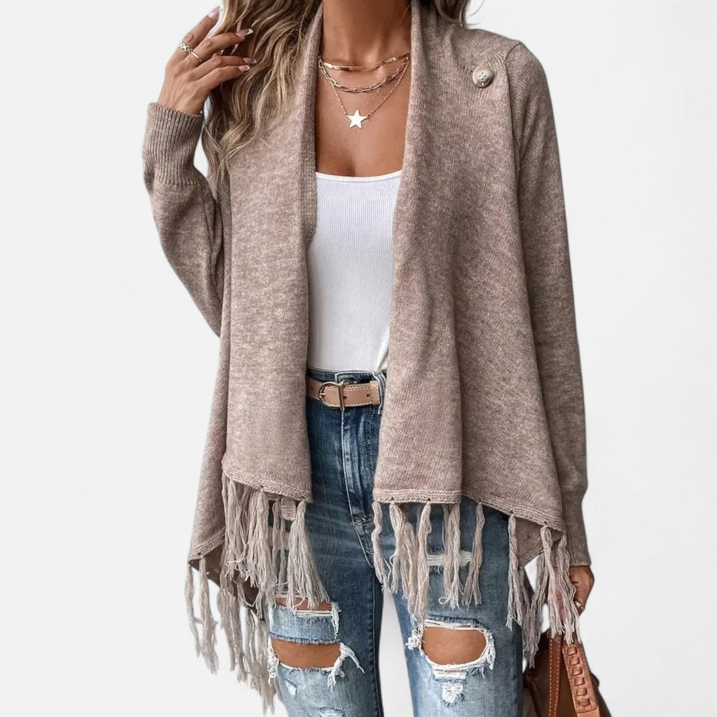 Premium Women's Fringe Tassel Shawl with Draped Neckline - Stylish, Versatile Wrap for Any Occasion | Premium Comfort Home & Lifestyle Product UK