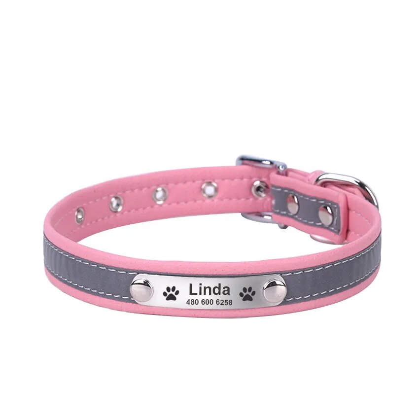 Personalized Leather Reflective Dog Collar | Premium Comfort Home & Lifestyle Product UK