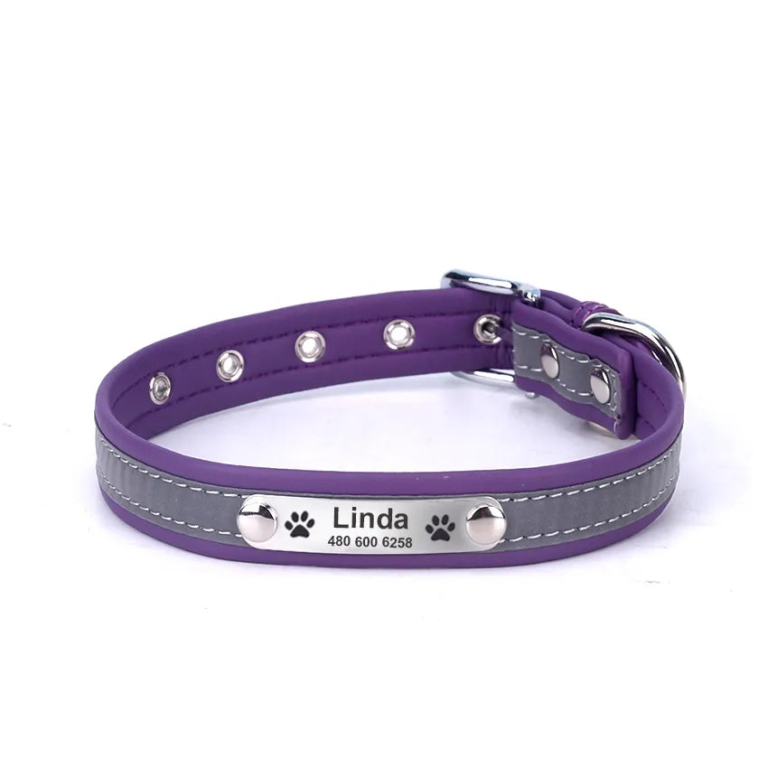 Personalized Leather Reflective Dog Collar | Premium Comfort Home & Lifestyle Product UK