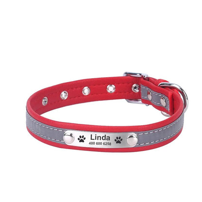 Personalized Leather Reflective Dog Collar | Premium Comfort Home & Lifestyle Product UK