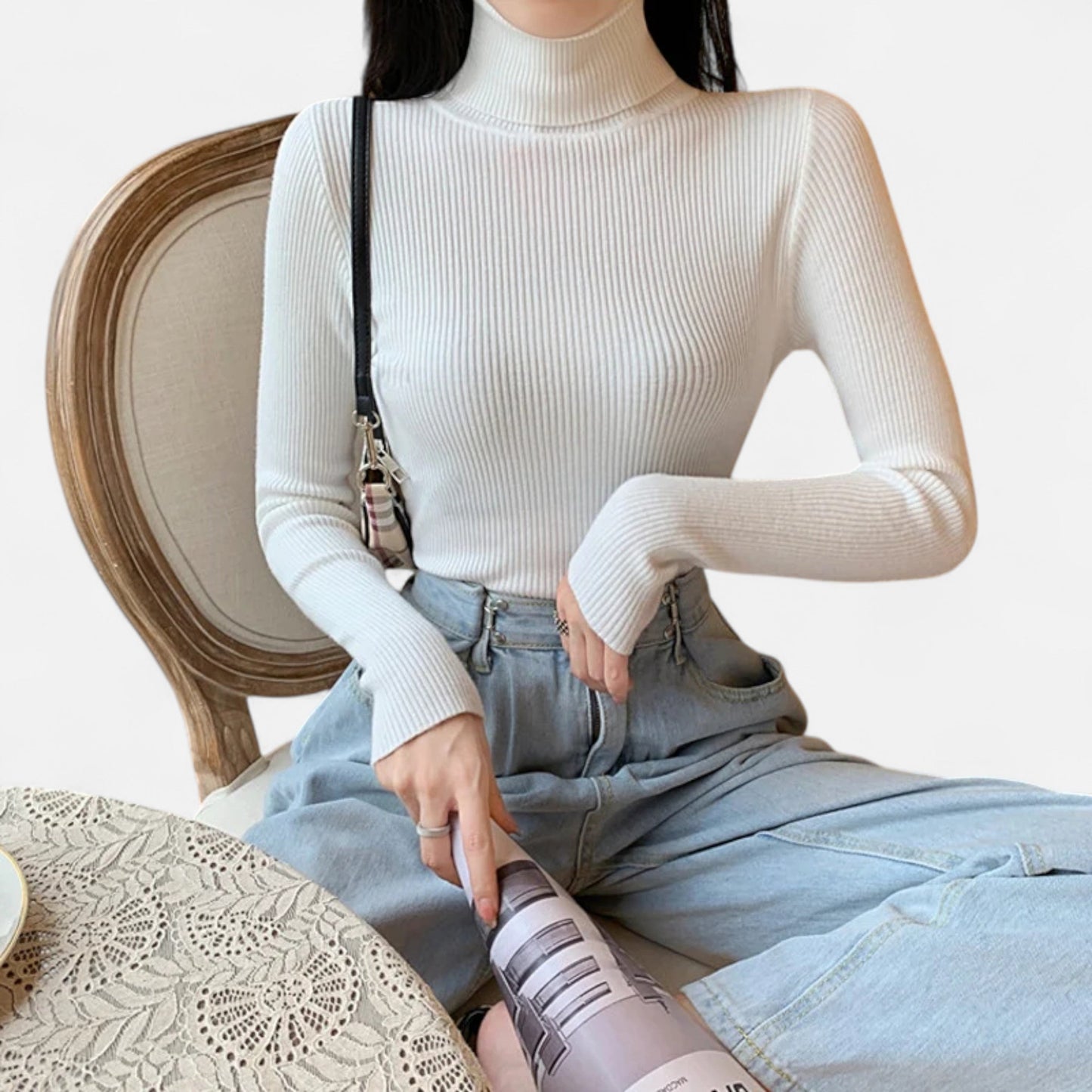 Premium Women's Ribbed Turtleneck Sweater – Essential Foldover Winter Top for Smart Casual Elegance | Premium Comfort Home & Lifestyle Product UK